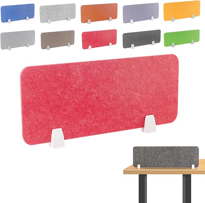 Felt-Covered Panels, soundproof Desk dividers, Removable Acoustic Desk partitions with Two Clips, Suitable for Installation as Privacy Screens in Offices, Studies, classrooms and librari I 15.8x31.5"