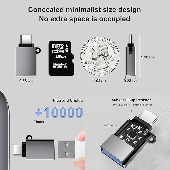 USBC to USB Adapter 10 Pack,USB C to USB A Adapter,Type C to USB Converter,USBC Adapters for iPhone 17 16 15,MacBook Pro,iPad,Samsung Galaxy S25 S24 S23