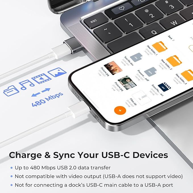 Basesailor USB to USB C Adapter for iPhone 17 Pro Max,16 15 Charger Adapter 2Pack,Type C Female to USBA Male Converter for Apple Watch iWatch S11 S10 SE,AirPods Pro 3 4,iPad mini 7 6 Air 5,Samsung S25