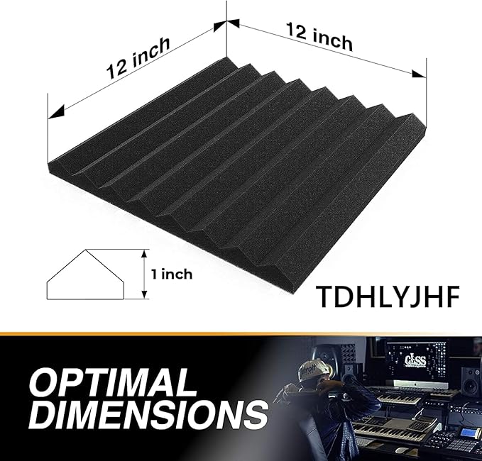52 Pack Acoustic Foam Panels,1" x 12" x 12"Acoustic Wedge Studio Foam Sound Absorption Wall Panels (Black and purple)
