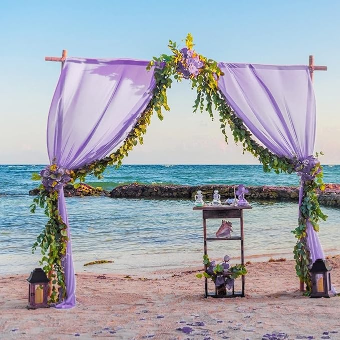 Wedding Arch Draping Fabric Lavender Purple Sheer Wedding Arch Drapes for Ceremony Bridal Party 19Ft Length x 28" Width 1Panel