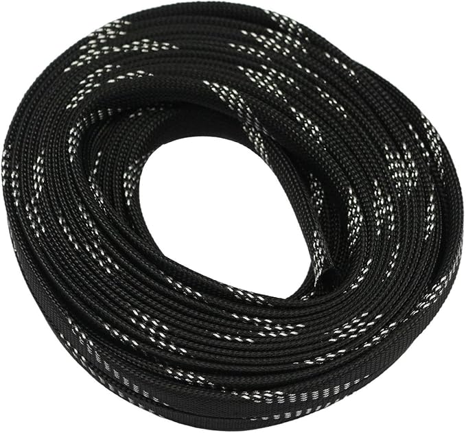 30ft PET Expandable Sleeving Wire Cable Sleeve (1/6", Silver&Black)