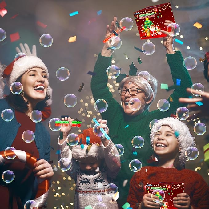 Christmas Small Toys Gifts Bulk for Toddlers 64 Pack, Xmas Mini Bubble Wands Party Favors Supplies for Kids, Goodie Bag Stocking Stuffers Filler Class School Treats Student Prizes for Boys Girls
