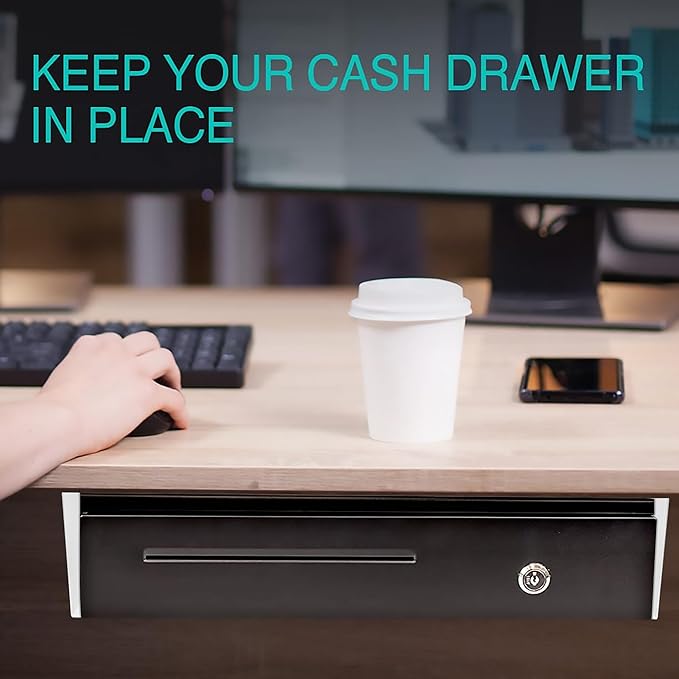 TidyFriend Cash Register Stand Brackets, 16 in Cash Drawer Under Counter Mount Brackets, Heavy Duty Steel Mounting Brackets for Square Cash Drawer, Brackets for Cash Drawer Under Counter (White)