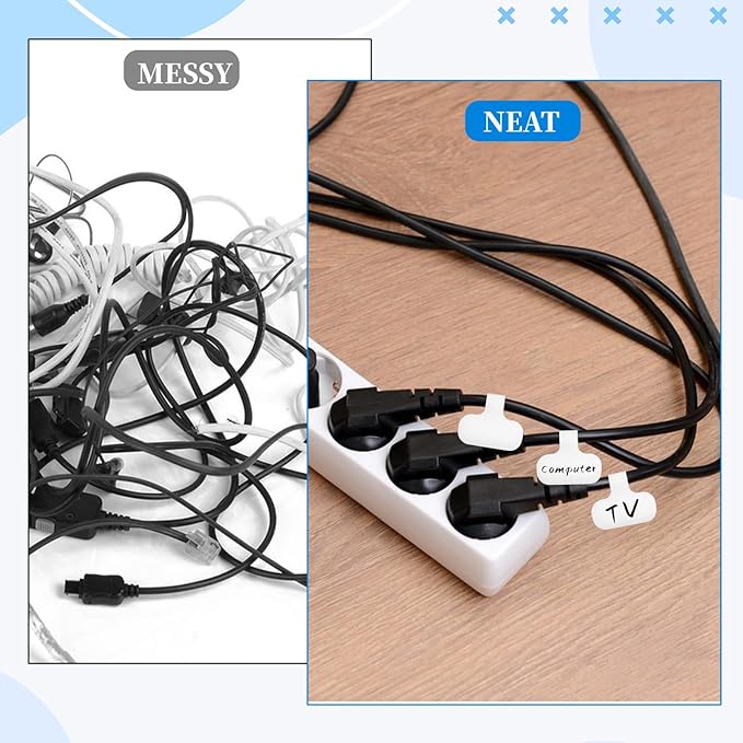 40Pcs Write On Wire Labels, White Hook and Loop Cable Labels Cord Tags for Classify Identification 1.5'' x 0.71'' Wire Tags for Electronics, and Computers Cable Management