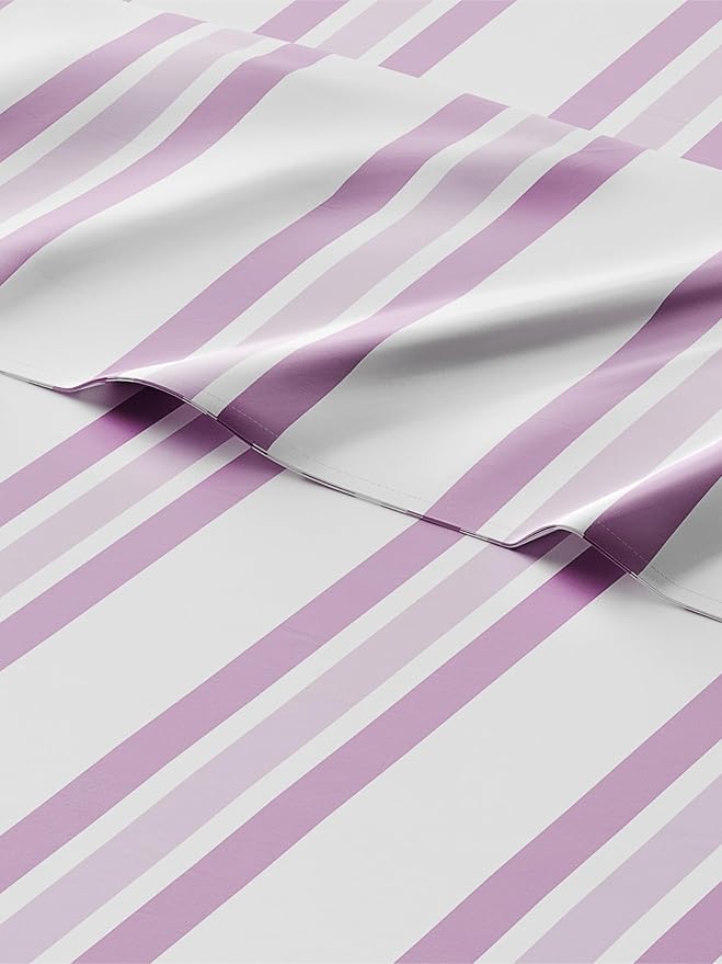 Kids Pink Stripes Full 4 Piece Sheet Set - Boys, Girls, Teens, Toddler - Easy Fit, Deep Pockets - Breathable, Hotel Quality Sheets - Machine Washable & Wrinkle Free - Cute, Cozy & Soft - CGK Linens