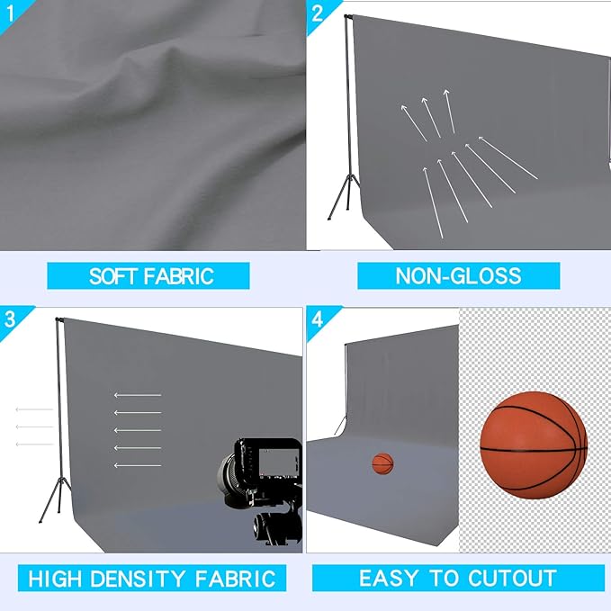 ISSUNTEX 10X20 ft Background Muslin Backdrop, Photo Studio, Collapsible High Density Screen for Video Photography and Television-Gray