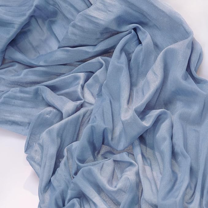 MLMC 3 Pack Dusty Blue Table Runner 10ft Boho Gauze Cheesecloth Table Runner Bulk 35x120 Inches Rustic Cheese Cloth Decor for Wedding Bridal Shower Baby Shower Party Decor