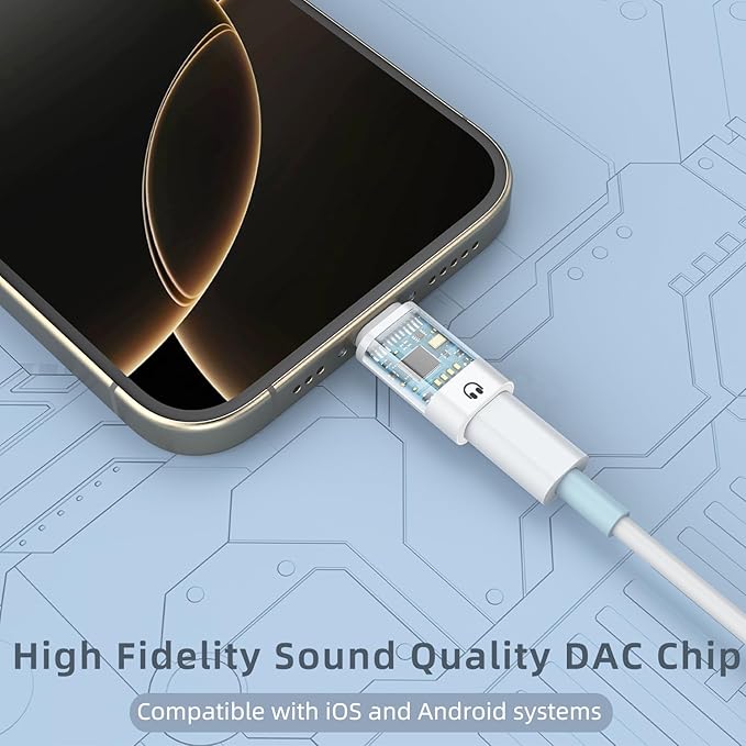 2 Pack USB C to Light-ning Audio Adapter Only for Apple EarPods Headphones, Not for Charging/Data Transfer, Light-ning to USB C Adapter for iPhone 16/15, iPad, White