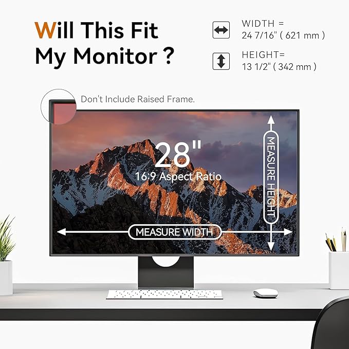 [5-Pack] 28 Inch Computer Privacy Screen for 16:9 Widescreen Monitor, Anti Glare Anti-UV Eye Protection Desktop PC LED Monitor Filter, Removable Anti-Scratch Screen Film 28in