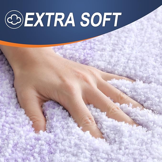 OLANLY Bathroom Rugs Mat 50x30, Extra Soft Absorbent Microfiber Bath Rug, Rubber Backing, Quick Dry, Machine Washable Bath Mats for Bathroom Floor, Tub and Shower, Home Decor Accessories, Light Purple