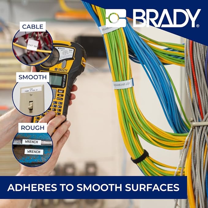 BradyGrip Authentic (M21-750-414) Print-on Hook Labels with Ribbon Featuring Velcro® Brand Hook for M21 Printers - 0.75"