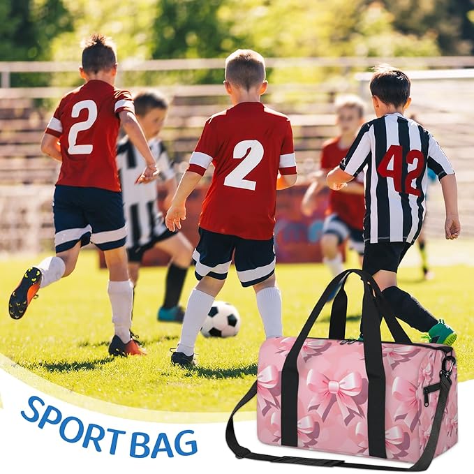 Bow Print Overnight Travel Bag Unisex Pink Carry-On Size Tote Bag Suitable for Travel Duffle Gym Sports