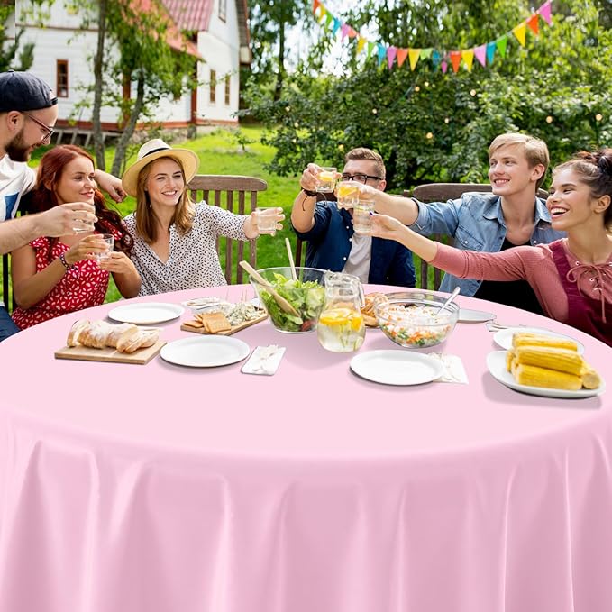 MASHAN 6Pack Round Gender Reveal Tablecloths,Disposable Plastic Pink and Blue Tablecloth,Table Covers for Boy or Girl Baby Shower Party Decorations,84 Inch