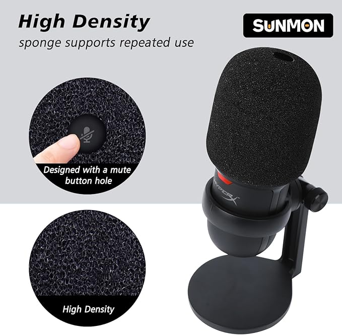 SoloCast Microphone Pop Filter Windscreen - Noise Reduction Gaming Mic Foam Covers, Mic Foam Cover Pop Filter Compatible with HyperX SoloCast White by SUNMON