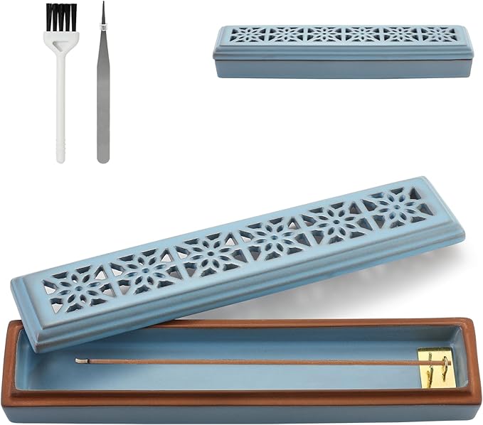CEREMONY Incense Holder for Sticks，Ceramic Insence-Stick Holder Ash Catcher，Incense Holder Timkburner for Meditation Yoga Spa Room Decor