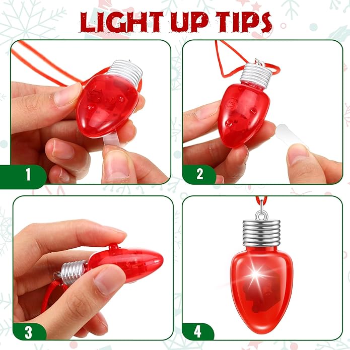 Yinkin 40 Pcs Light up Necklace Flashing Bulb Necklaces Men Women Glow Necklaces Bulk for Xmas Party Favors Stocking Stuffers Christmas Decoration Party Supplies, Assorted Color