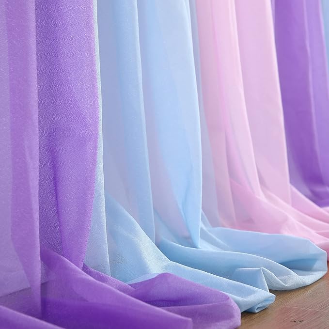 Mermaid Tulle Table Skirt Blue Pink Purple Striped Table Skirts for Rectangle Tables Frozen Baby Shower Mermaid Birthday Parties Decoration 9ft
