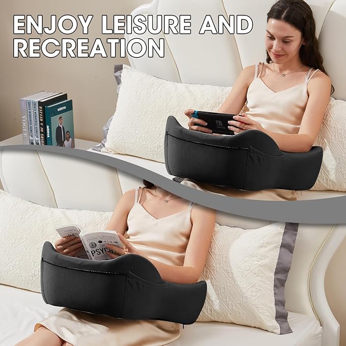cooloo8 Lap Desk, Reading Pillow, Laptop Pillow for Lap, Portlands Portable Desk Pad for Bed, Couch, Car (Black)