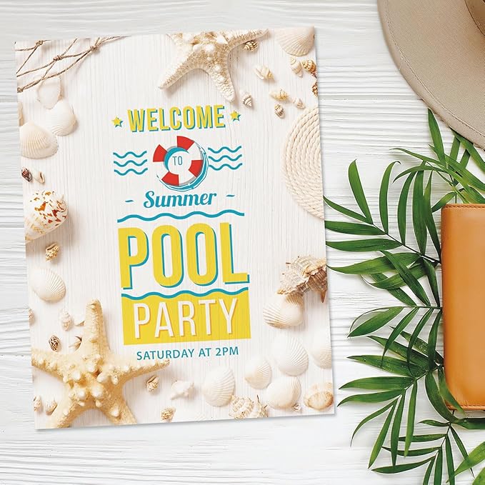 Current Beach Frame Letter Paper - Spring Stationery Papers With Decorative Beach Border, Printable Holiday, Wedding & Bridal Shower, & Invitation Sheets, Set of 25, 8 1/2" x 11"
