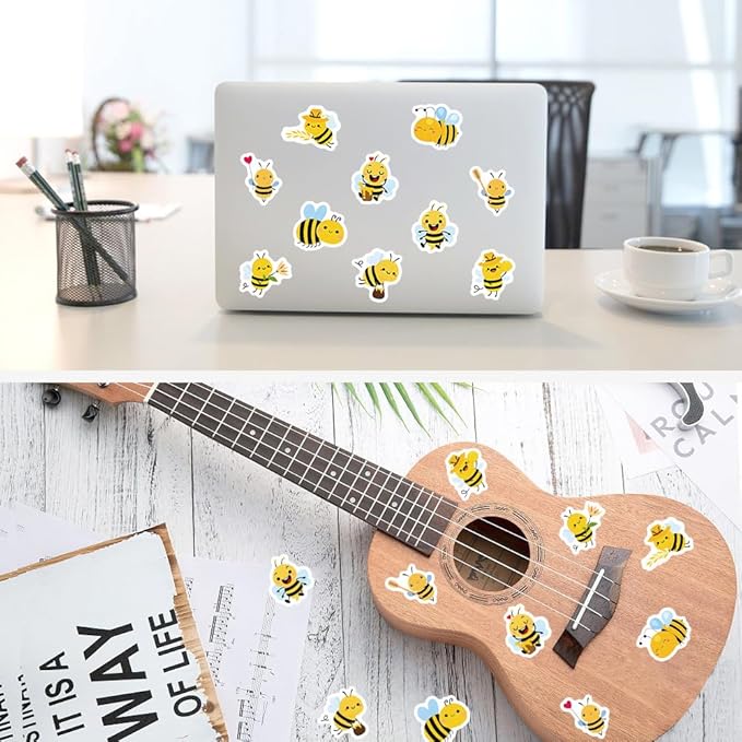 500 Pcs Cute Bee Sticker for Teen - Sticker Graphic - Cartoon Stickers for Water Bottles Laptop Bumblebee Stickers Waterproof Aesthetic Vinyl Decals Stickers for Adults Teens