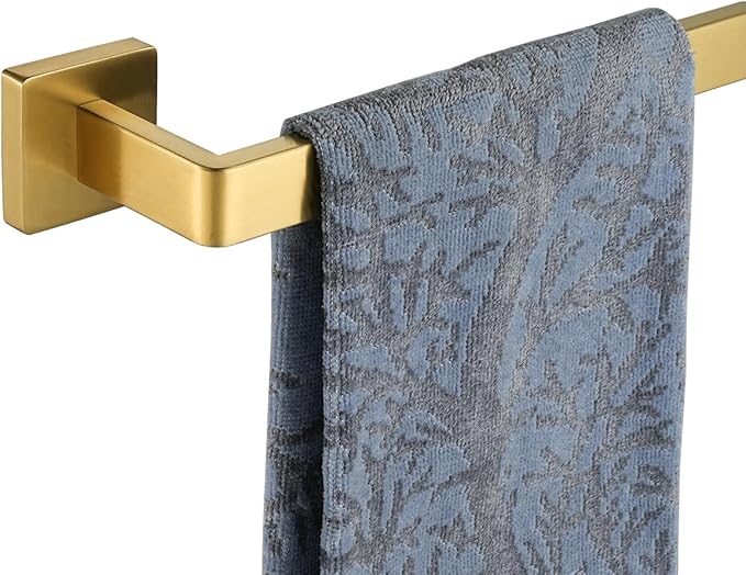 JQK Gold Towel Bar, Rounded Edges 14.41 Inch Towel Rack, 304 Stainless Steel Bathroom Wall Mount, Useable Length 12 Inch, TB250L12-BG