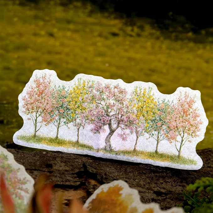 AuriicLeaf Tree Washi Stickers Set, 120PCS Nature-Inspired Forest Stickers for Scrapbooking, Journaling, DIY Crafts, and Art Supplies