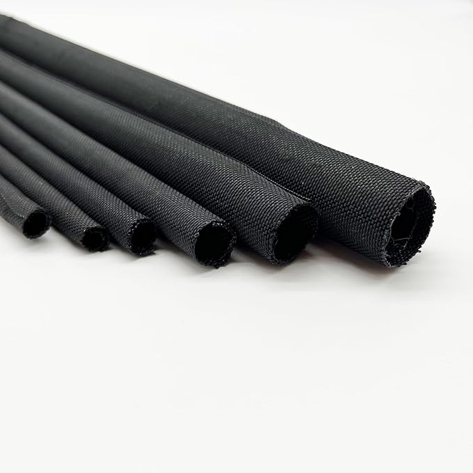 Braided Split Wire Loom Cable Management Cord Cover Harness Protective Tubing Auto Wiring Wrap Sleeve Black Mesh Woven 3/8"-24ft