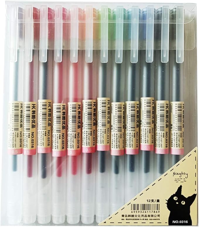 sencoo 12 pack Premium Gel Ink Pen Fine Point Pens Ballpoint Pen 0.5mm for Japanese Office School Students Stationery Supply Children Gift Pens