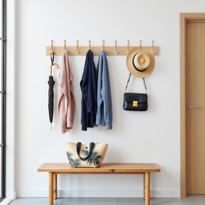 4 Pack Coat Hooks Wall Mount Heavy Duty Utility Retro Double Hooks for Hanging Coats,Hat, Towel, Key, Robe, Scarf, Bag, Cap (Gold)