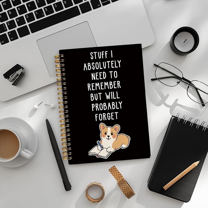 LIANGW Funny Corgi Gifts Spiral Notebook Journal, Welsh Corgi Lovers Gifts Journal for Writing, Pet Dog Mom Owner Gift, Dog School Office Stuff Supplies, 5.5x8.3 Inch