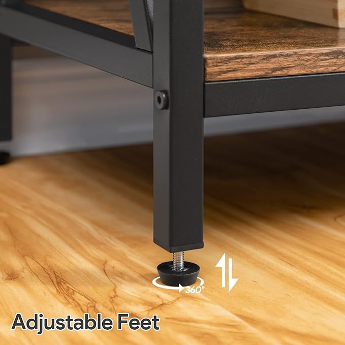 Sofa Table, Industrial Console Table, 3-Tier Narrow Side Table with Open Shelves, Foyer Table for Entryway, Hallway, Kitchen, Living Room and Bedroom, Easy Assembly, Rustic Brown CTHR8001Z