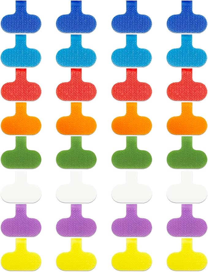 32 Pcs Cable Labels, Multi-Color Write On Cord Wire Label, Cable Tags for Electronics, Computers Cable Management and Identification, Assorted Colors, 1.2" x 0.63"
