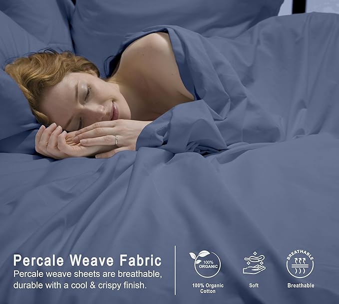 RUVANTI 100% Organic Cotton Sheets Full Size, Percale Weave, GOTS Certified, 4-Piece Set, Deep Pocket 15", Crisp & Breathable, Soft Durable Bedding, Sábanas Algodón Orgánico – Wild Wind