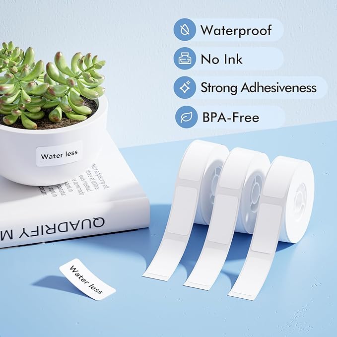NIIMBOT Label Maker Tape for D11/D110/D101 Label Maker, 14 x 30 mm (0.55'' x 1.18''), 3Rolls for Home Office Labeling Tape Replacement, White