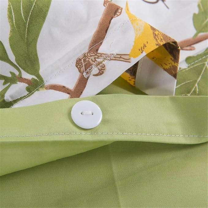 Brandream Duvet Quilt Cover Queen Size, Country Style Bedding Set Colorful Floral Branches Drawing of Summer Blossoms (Queen,Green)