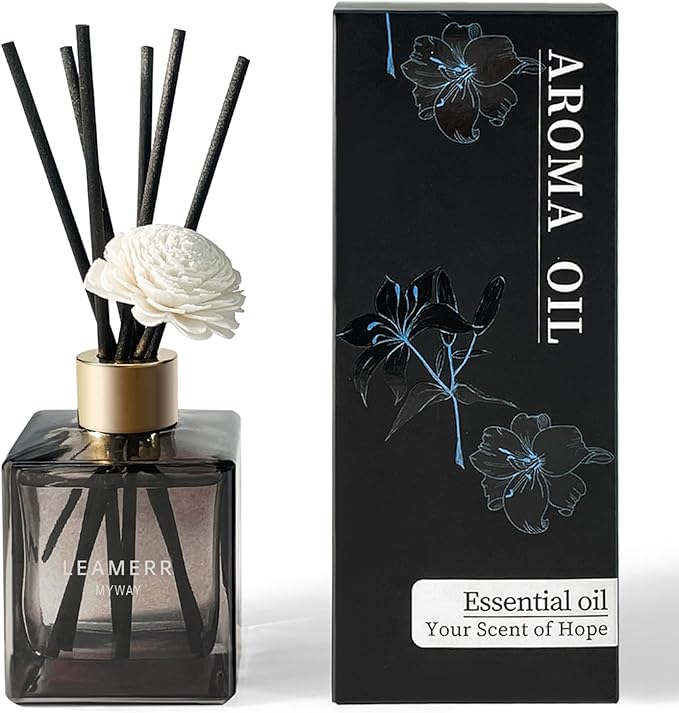 LEAMERR Reed Diffuser Set, My Way Floral Fragrance Diffuser 6.1 fl oz with 6 Reed Sticks Long-Lasting Home Fragrance Reed Diffuser for Home Room Office Bathroom Shelf Decor