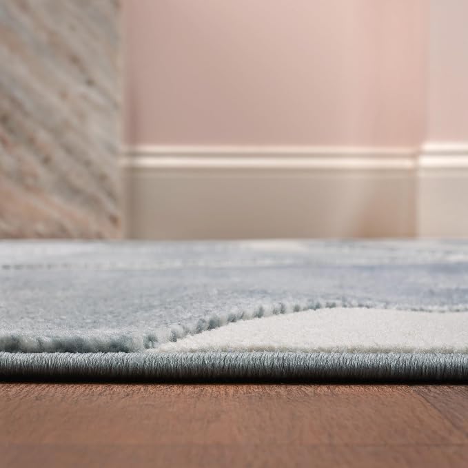 JONATHAN Y Sun Two-Tone High-Low Indoor Area Rug 8X10 Blue/White, Aelius MidCentury Scandinavian Abstract for Living Room, Bedroom, Kitchen, Easy-Cleaning, Pet-Friendly, Non-Shedding SND101C-8