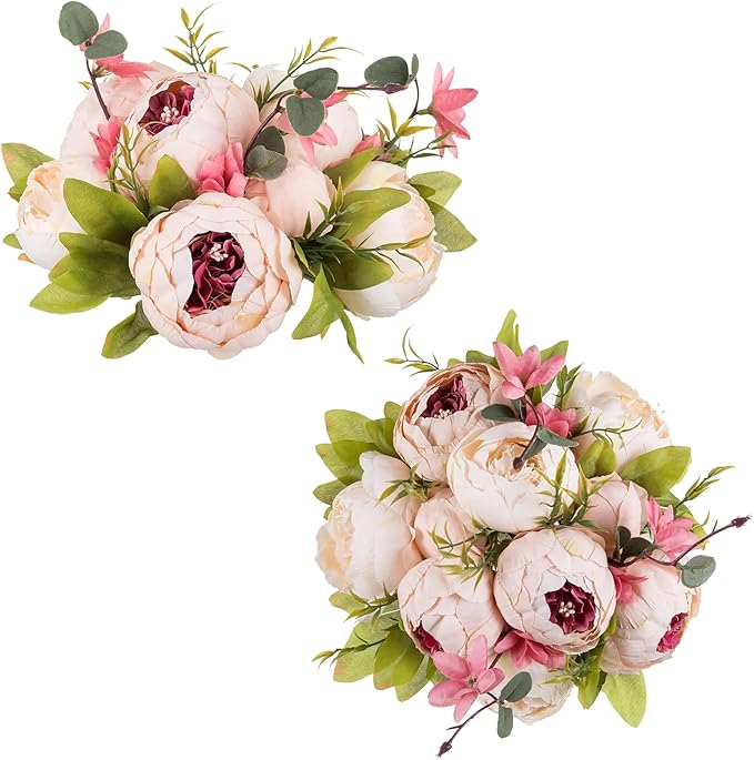 NUPTIO Pink Peonies Flowers: 2 Pcs 9.4 inch Diam Artificial Peony Flower Balls - Fake Flower Ball Arrangement Bouquet Wedding Centerpieces for Tables Decorations