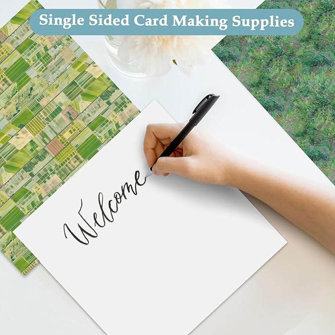 Scrapbook Paper,24 Sheets 6"x 6" Decorative Papers,Single-Sided Vivid Origami Decoupage Paper for Card Making,DIY Album, Hand Account & Travel Diary Craft Projects,Green Grassland