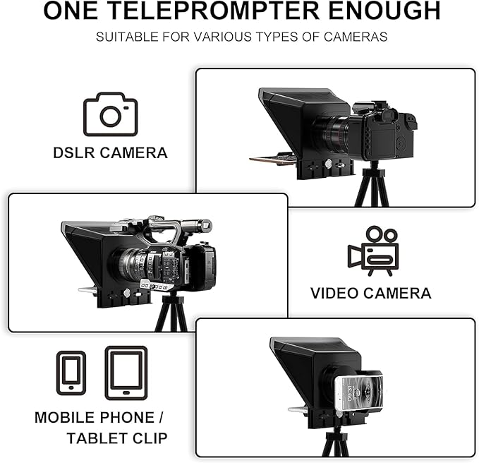 GVM Teleprompter Portable for iPad, Tablet, Smartphone & DSLR Cameras, Teleprompter Kit with Remote Control & Flexible Holder, teleprompter for Smartphone APP Compatible with iOS/Android