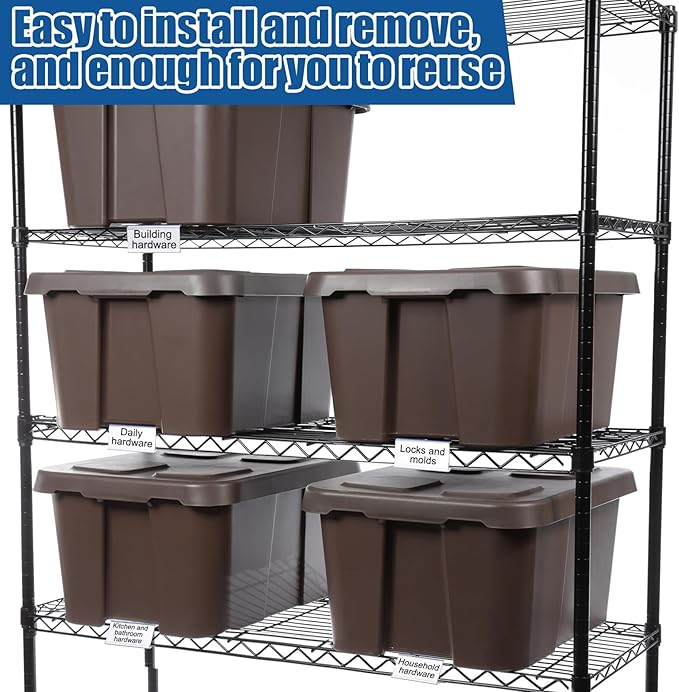 Kathfly 50 Pack Wire Shelf Label Holders Shelf Cable Tags for Wire Shelving 3 Viewing Angles 3" Adjustable Clear Plastic Rack Label Holder Retail Clips Compatible with 1-1/4in Metro Shelving