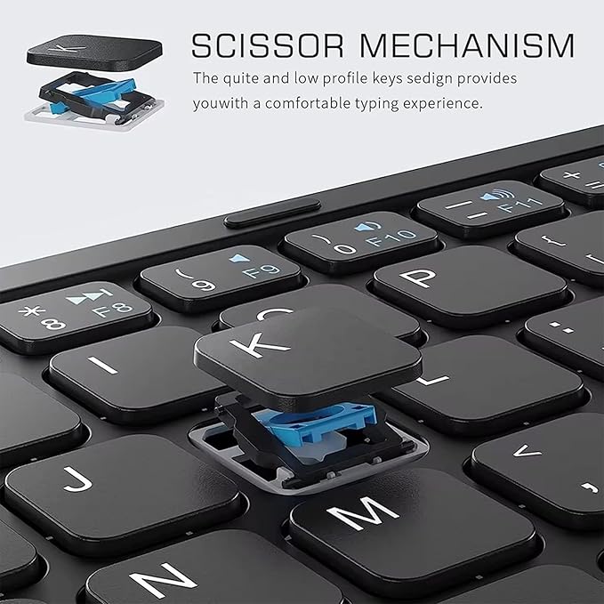 XUZHID Foldable Wireless Keyboard with Large Touchpad and Numeric Keypad Auto Sleep for Tablets, Smartphones, Laptops