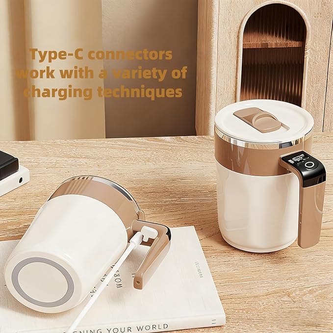 Self Stirring Coffee Mug,Heated Coffee Mug Rechargeable with Temperature Display,Fun Coffee Mug Warmer,Suitable for Beverages Such Coffee,Milk,Cocoa (Green)