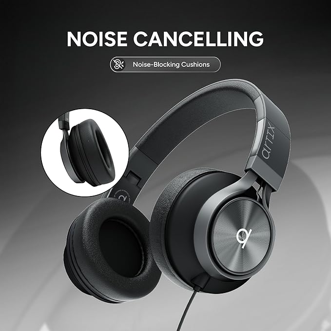 ARTIX CL750 Over Ear Headphones Wired with Mic & Volume Control, Audio with 100% Noise Cancelling Computer Wired, Plug in for Laptop, Dj Corded Studio Headphones