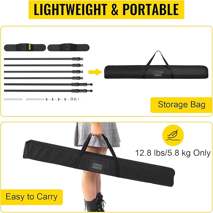 VEVOR Backdrop Banner Stand 8 x 8 Ft Adjustable Height Background Stand Backdrop with 1 Carrying Bag, Backdrop Stand for Parties Wedding Photo Booth Trade Show