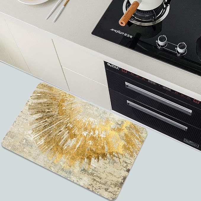 Diatomaceous Earth Bath Mat,Abstract Art Golden Sun Non-Slip Volume Super Absorbent Fast Drying for Bathroom Kitchen Door mat,Eco-Friendly Easy to Clean 16×24Inch (40 * 60cm)