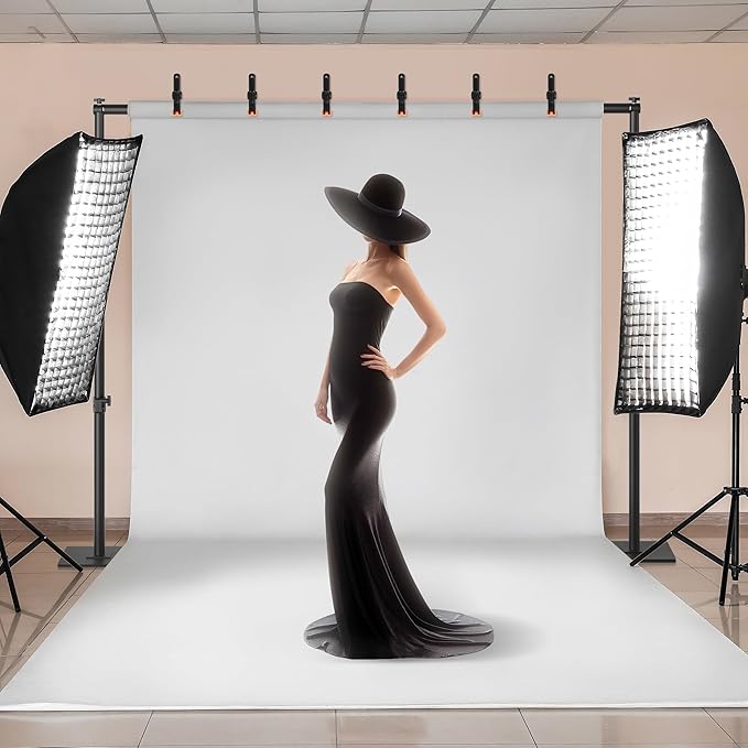 Backdrop Stand 6.5x10 ft Adjustable Photo Backdrop Stand Kit, Heavy Duty Pipe and Drape Photography Background Support with Flat Metal Base for Wedding, Party, Video Studio, Birthday, Black