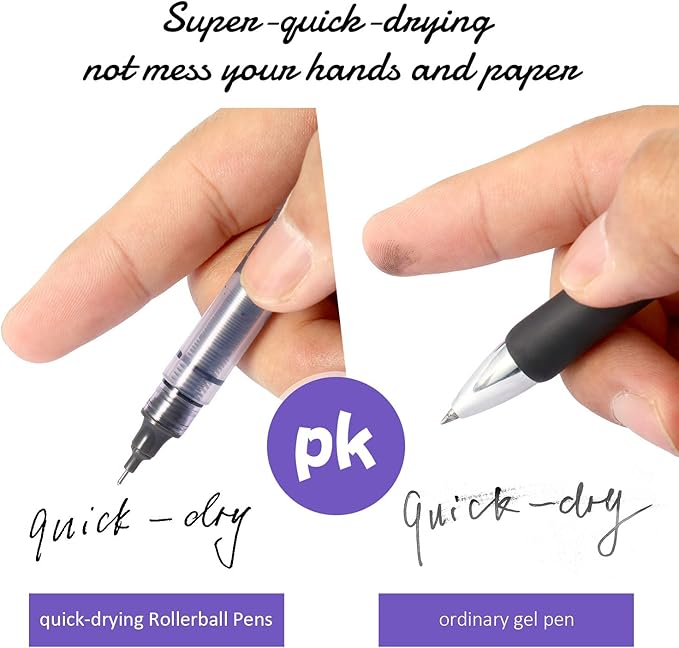 Frienda 12 Pieces Rolling Ball Pens 0.5 mm Japanese Quick Drying Fine Point Pens Liquid Ink Smooth Writing for Office Student Back to School Supplies(Classic Colors)