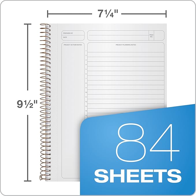 Ampad Gold Fibre Designer, Project Planner,Size 9-1/2 x 7-1/4, Asst Covers, 84 Sheets per Notebook (20-817),White